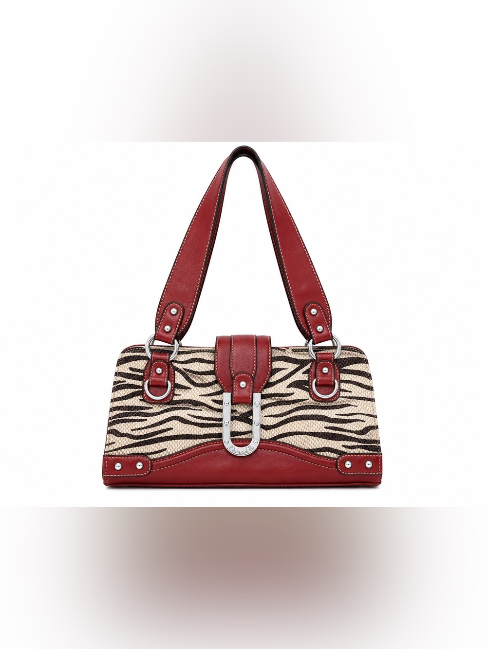 Rossetti Y2K Women's Red Accent Zebra-Print Shoulder Bag